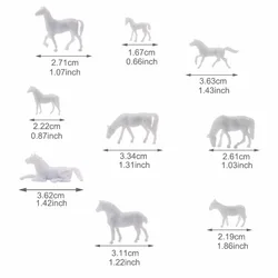 AN15002B 100pcs Unainted Model Horse White N Scale 1:160 Farm Animals Horses