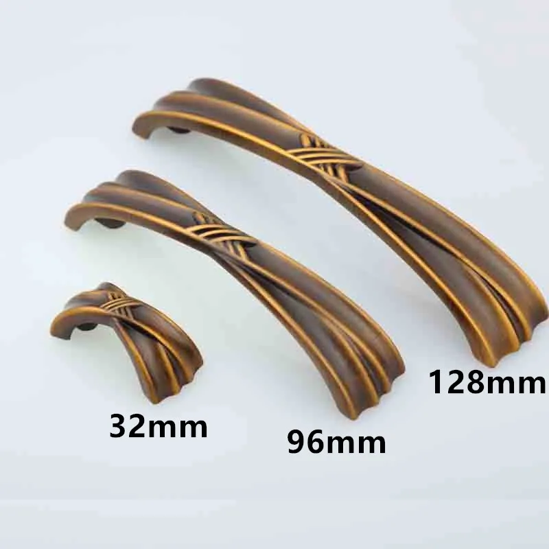 

32mm 96mm 128mm vintage style furniture handle brushed antique brass drawer cabinet dresser door handle pull knob 5" bronze pull