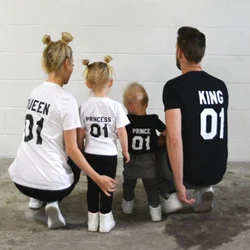 1pcs Family Team T-shirts King Queen Prince Princess 01 Father Mother Daughter Son Matching Shirts King and Queen Shirts Outfits