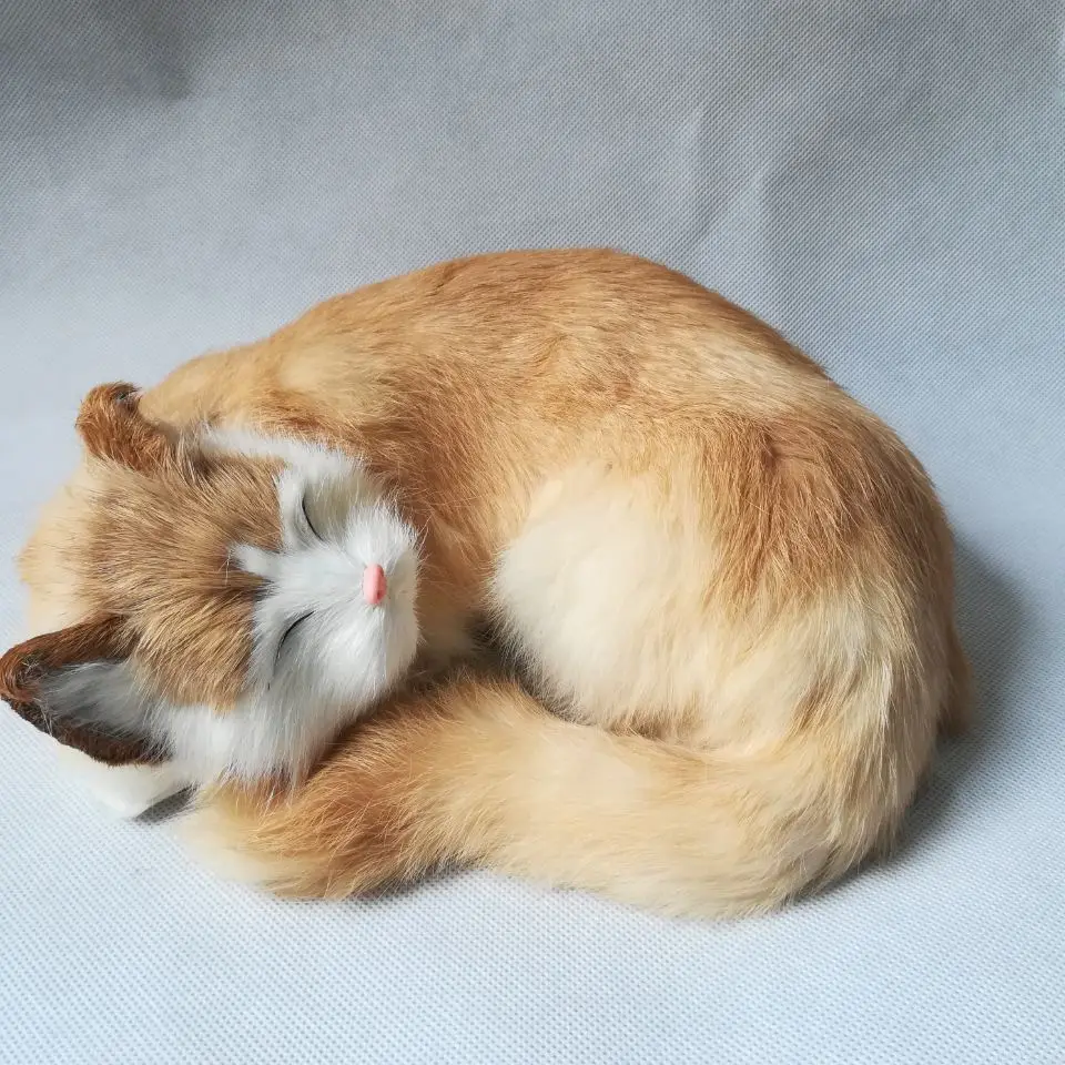 real life toy yellow cat polyethylene&furs sleeping cat about 25cmx20cmx11cm model gift p0431