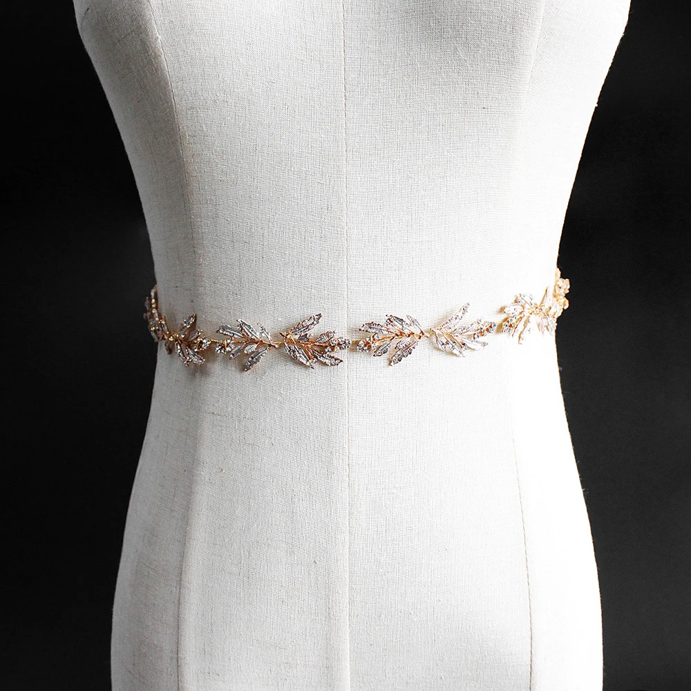 

Women Leaf Dress Belt Sash Rhinestone Crystal Elegant Crystal Ribbon Sash Costume Accessories Party Dress Belt Girls Floral