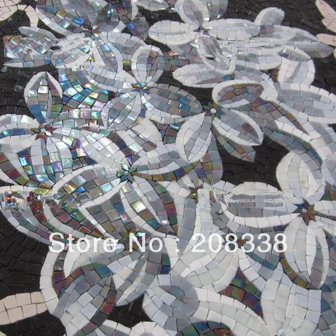 Colorful  Flower Glass Mosaic Art Tile Mural Tiles