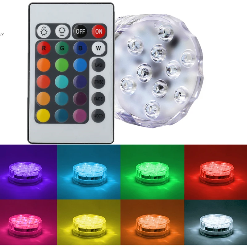 1piece/ lot 3AAA Battery Operated Remote Control 16Colors Submersible LED Light, LED Vases Base Light for Wedding Celebration