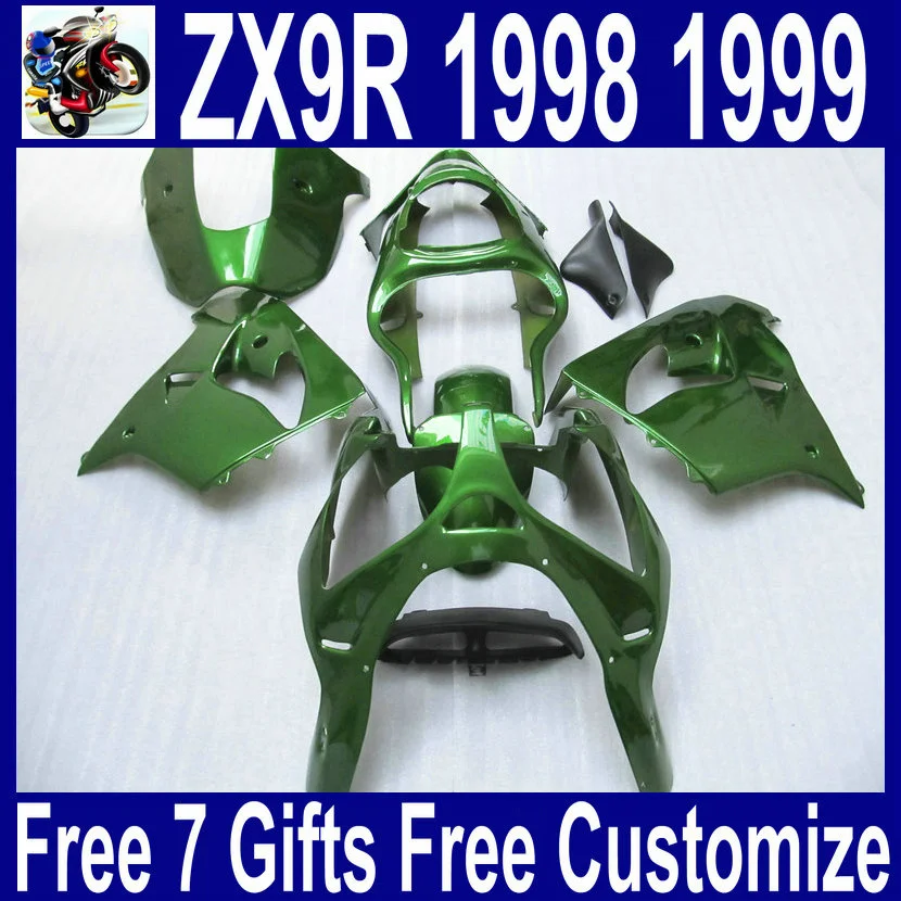 

7 Gifts fairings for Kawasaki zx9r fairings 1998 1999 ABS plastic fairing kit Ninja 98 99 ZX-9R dark green flat black