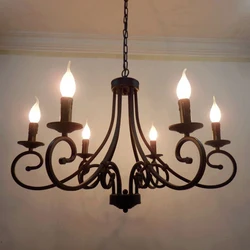 retro black iron candle light 6 8 lights big chandelier lamp for living dinning room foyer hanging chain light