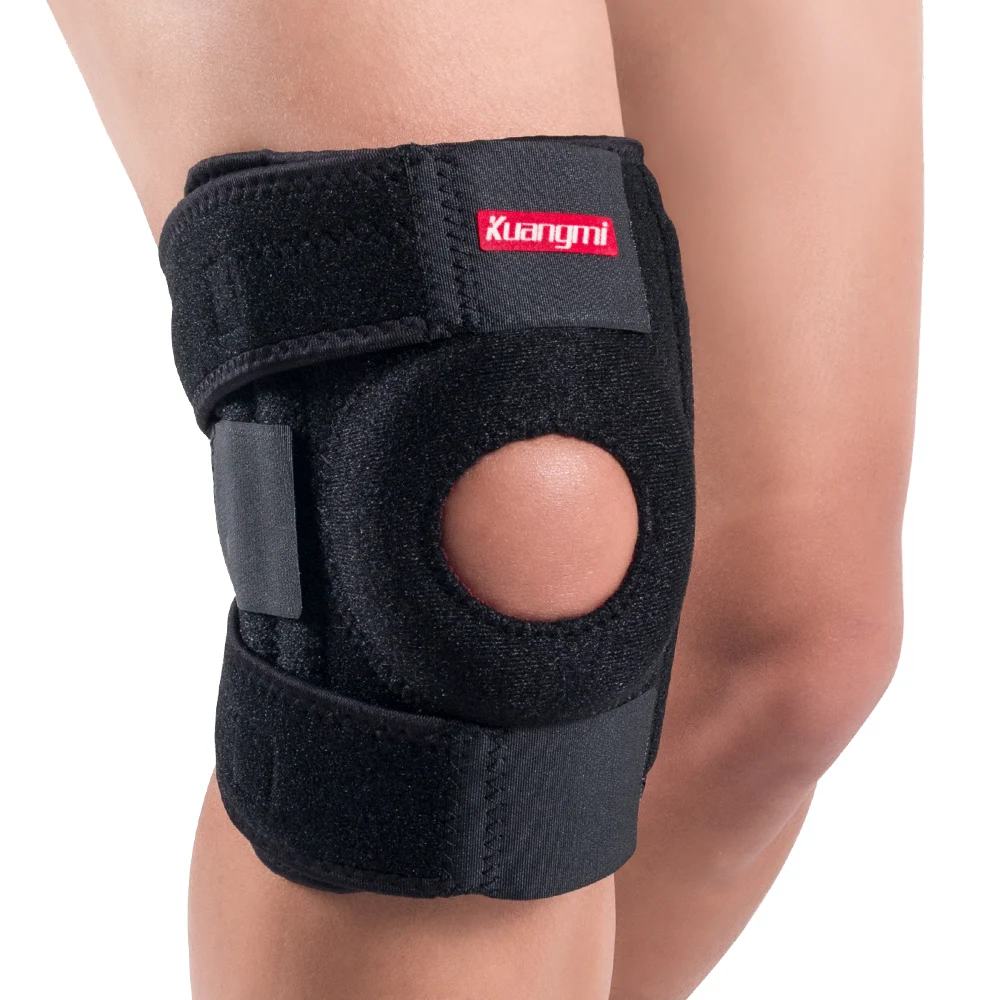 Kuangmi 1 Pair knee support Open Patella EVA Knee Brace Walking Wrap Knee Protector Adjustable Breathable Sport Protector Pads