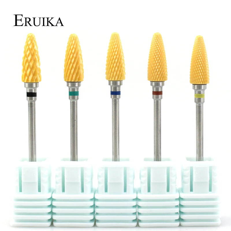 ERUIKA 1PC Amarelo Cortador de Trituração para a Máquina De Manicure Pedicure Elétrico Prego Broca Cerâmica Aparelhos Arquivos Unhas Acessórios