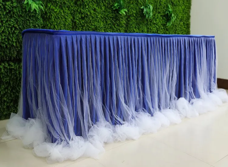Ice Silk And Organza Table Skirt for Party Wedding Home Decoration Birthday Party / Baby Shower Chiffon Table Skirt