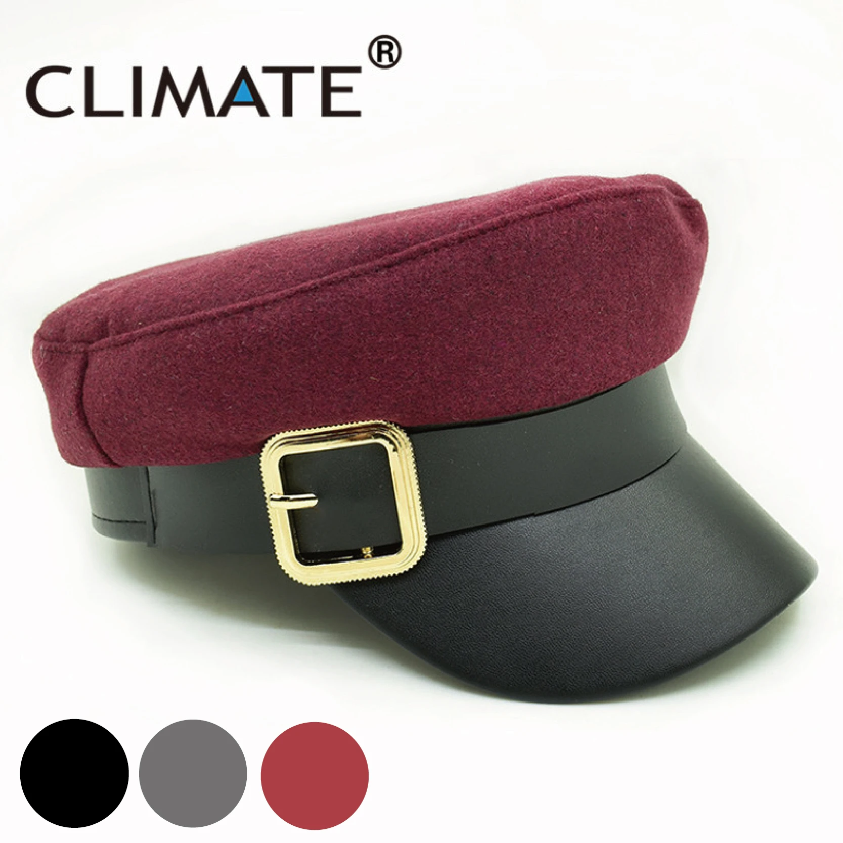 Clima donna Punk Navy Cap moda PU cappellini da marinaio Funky Army Hat fibbia in ferro dorato donna cappellini militari cappello marino cappellini per donna