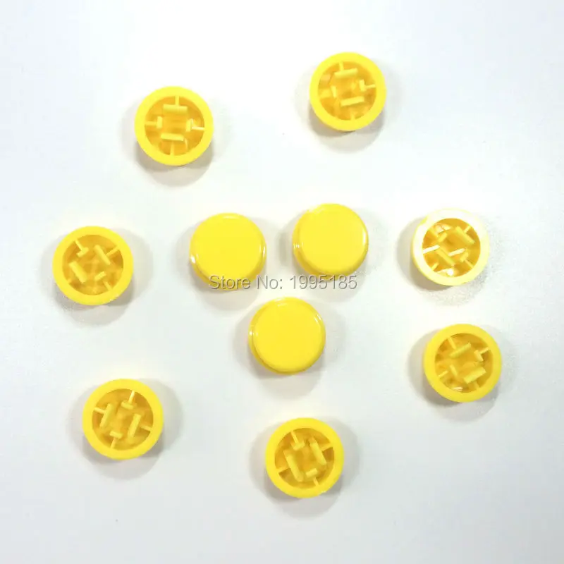 30pcs Yellow Round Tactile Button Caps For 12 *12 *7.3mm Tact Switches Plastic Swirch Key Cap Yellow Color