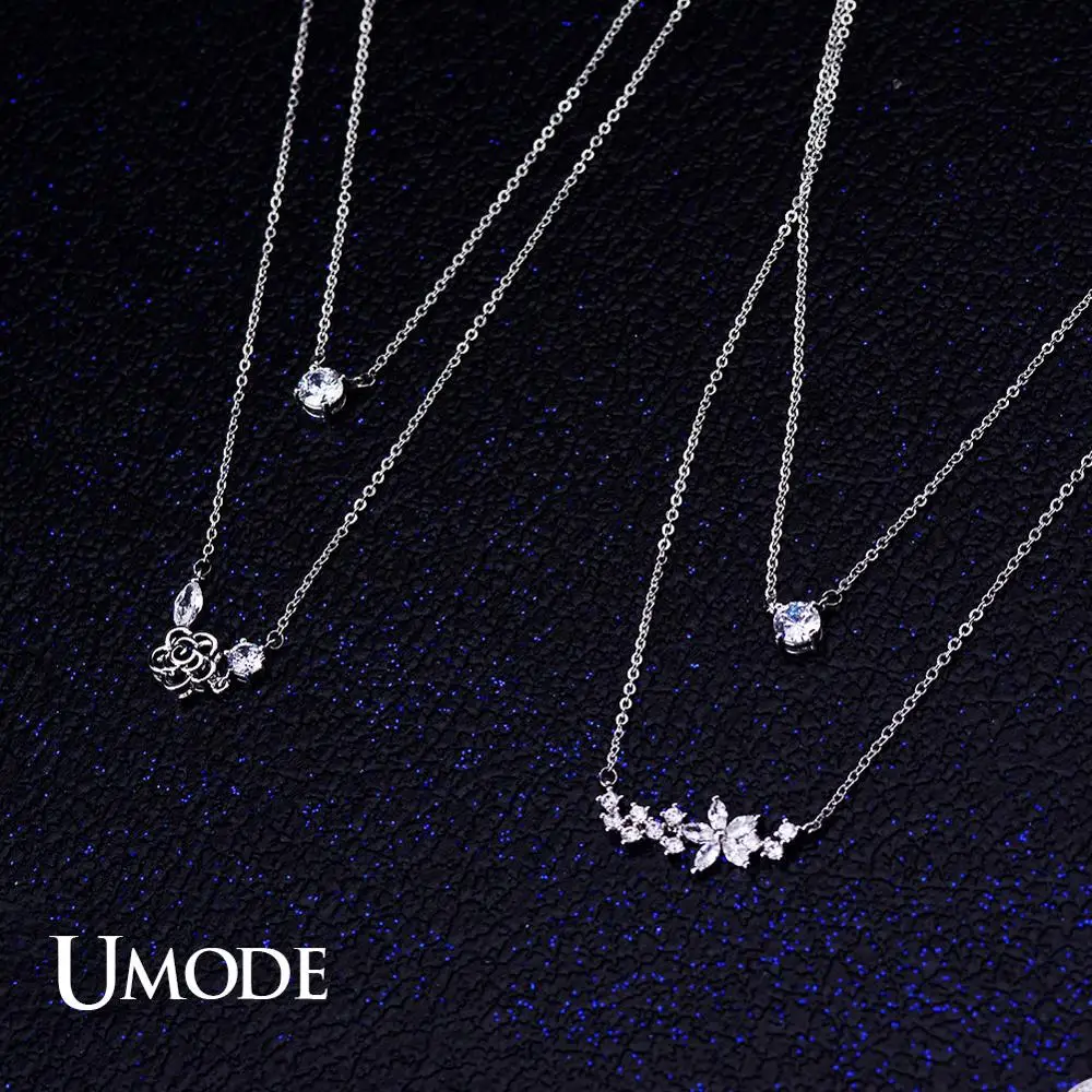 UMODE Fashion Multi Type CZ Pendant Necklaces for Women Clear Zircon Choker Necklaces Fashion Jewelry Collier Femme UN0012X