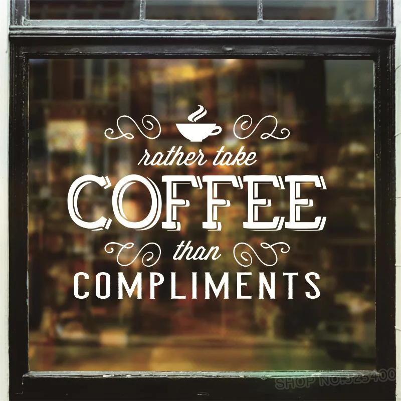 Coffee Shop Wall Stickers Cup pattern Sign For Restaurant Shop Removable Show Window Decor Wall Art Mural L816