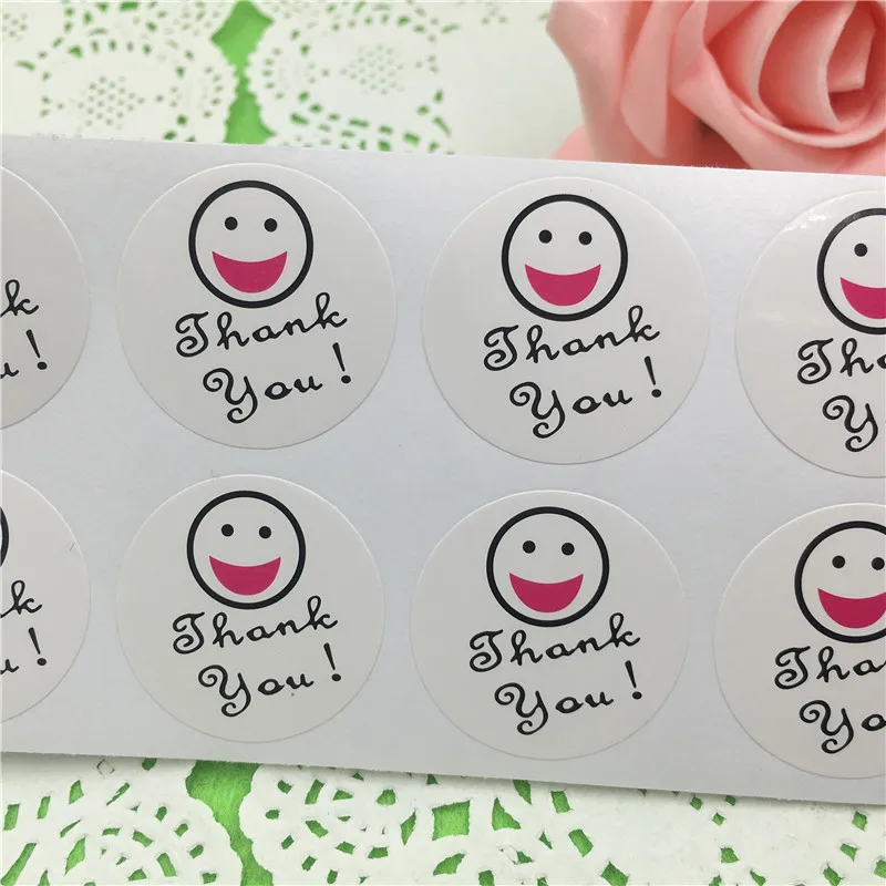 

5000Pcs/Lot "Thank you" Sticker Labels Sweet Smiling Face Packaging Labels Baking Seal Stickers Self-adhesive Label For Gift Box