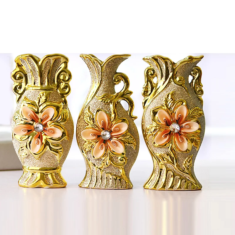 Modern Ceramic Vase for Home Decoration, Relief Gold Vase, Living Room Decoration, Wedding Gift, Flower Vase Accessories