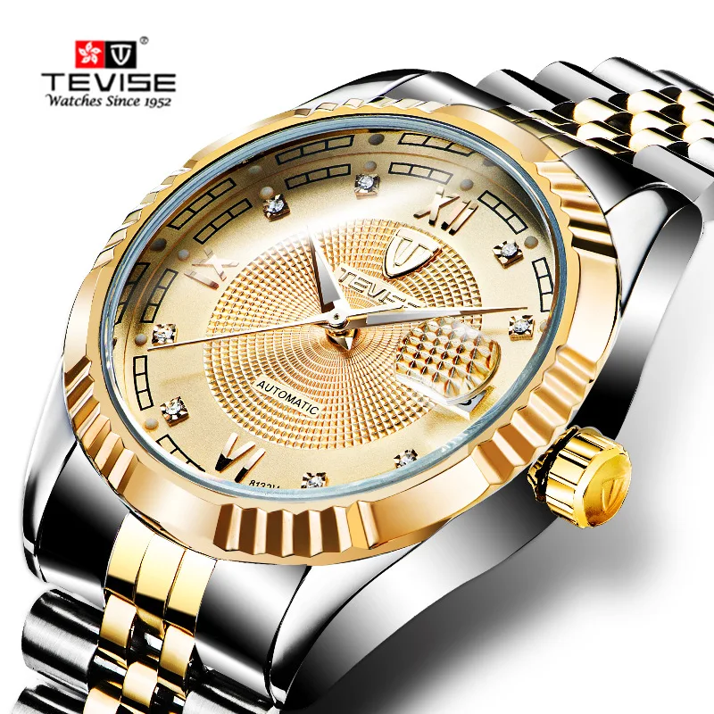 

Tevise Brand Mens Mechanical Watches Top brand luxury Roman Number Day Watch Automatic Wristwatch relogio masculino Montre Homme