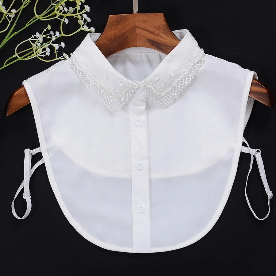 White Fake Collar Women Detachable Collars For Women Clothes Shirt False Collar Shirt Lace Detachable Beaded Collar Nep Kraagie