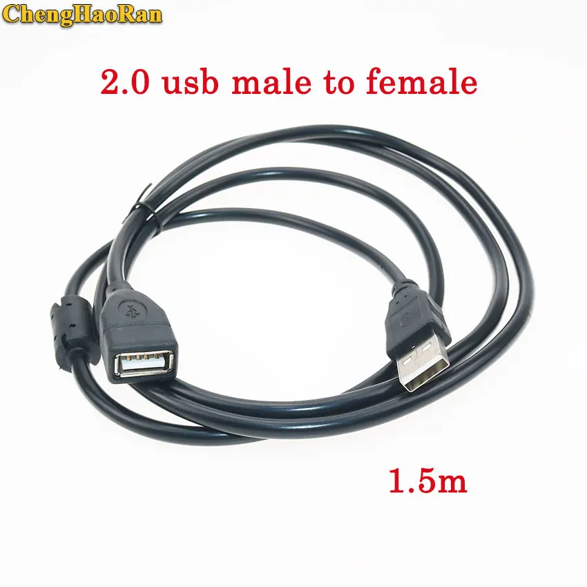 

ChengHaoRan USB 2.0 Male to Female USB Cable 1.5m Extender Cord Wire Data Sync Extension Cable