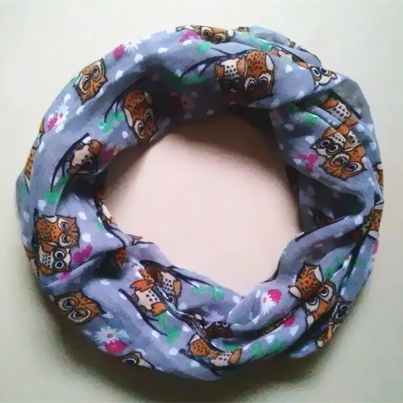 New Girl and Boy Children small owl Print Scarf Circle Loop Kids Infinity Scarves Baby Accessories flowers love neckerchief