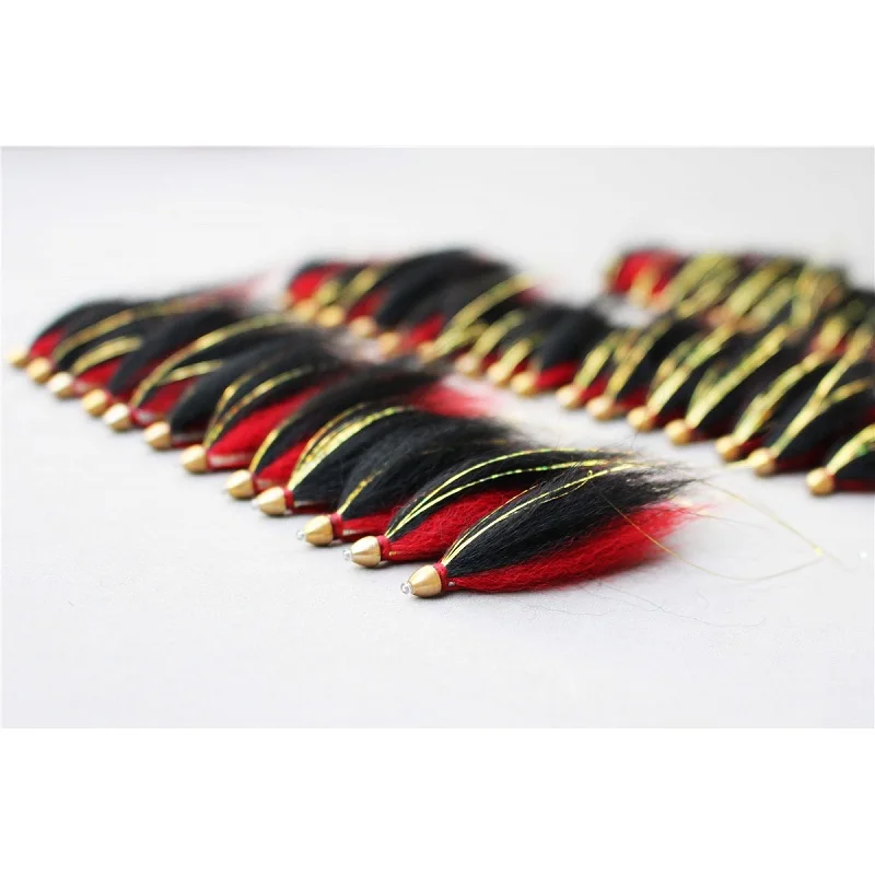 Tigofly 24 pcs/lot Red&Black Feather Cone Head Tube Fly Streamer Fly Salmon Trout Steelhead Fly Fishing Flies Lures