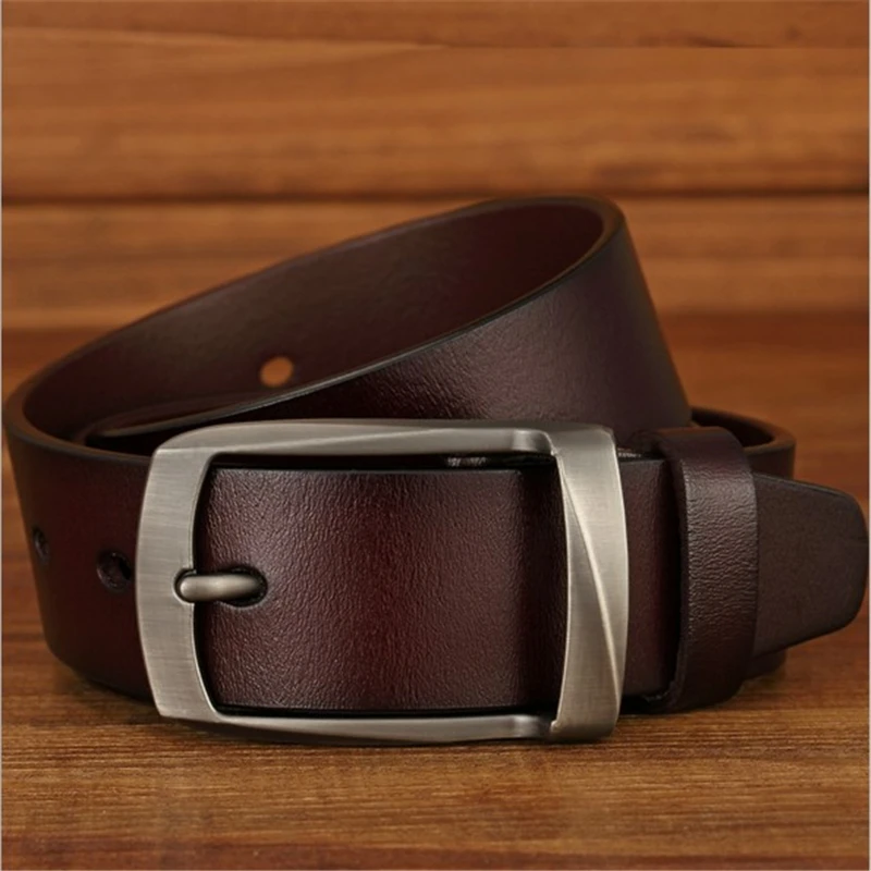 SupSindy Leather Men Belt vintage Alloy Pin Buckle Cowhide Male Waistband Black Luxury Genuine Leather Belts for Men Top quality