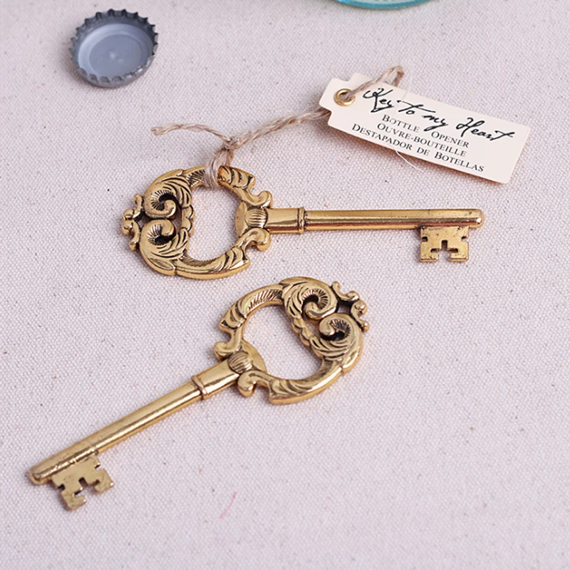 

50pcs Key to My Heart Key Bottle Openers Wedding Favors and Gifts Golden Beer Wine Bottle Openers Wedding Bridal Party Guests