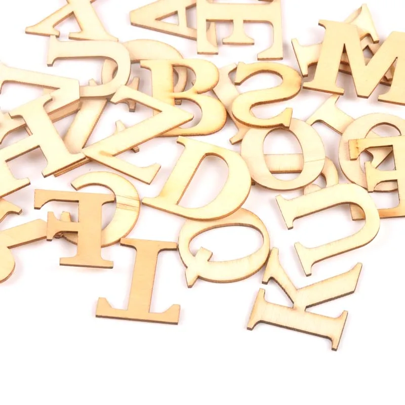 26Pcs/set DIY Wooden Alphabet Letter Embellishments Crafts Scrapbooking Supplies Handmade Accessories 30x33mm MT1650