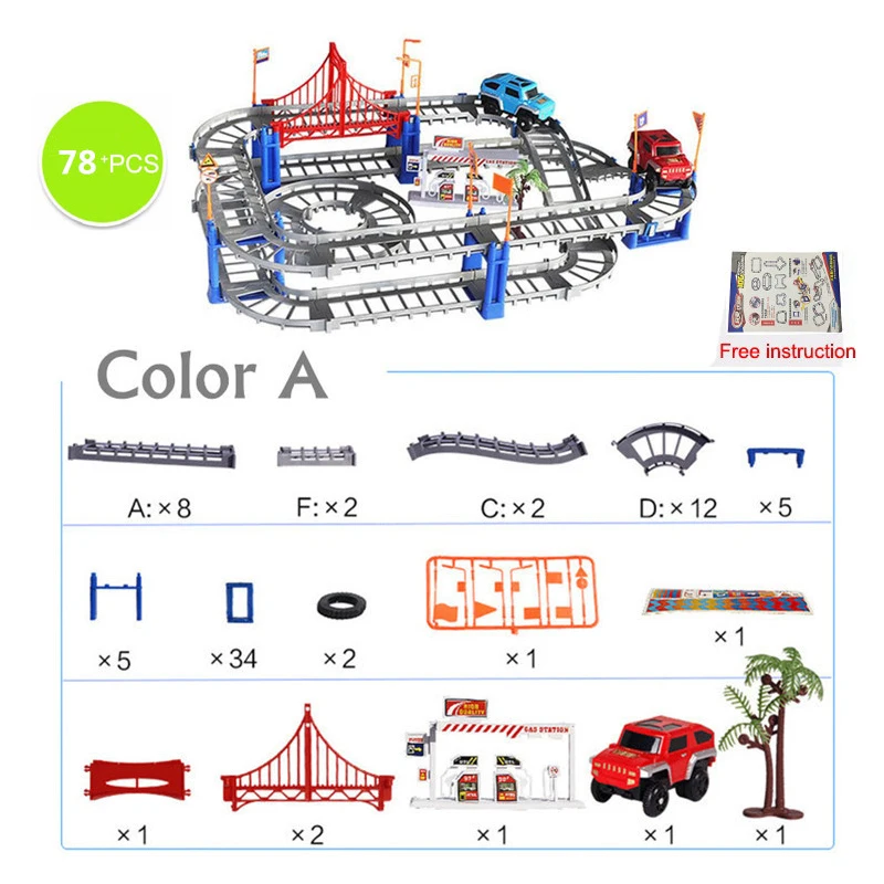78-312PCS DIY Universal Accessories for Railway Magic Race Track Educational Rail Car Toy Racing Tracks Car Kids For Toys Gifts