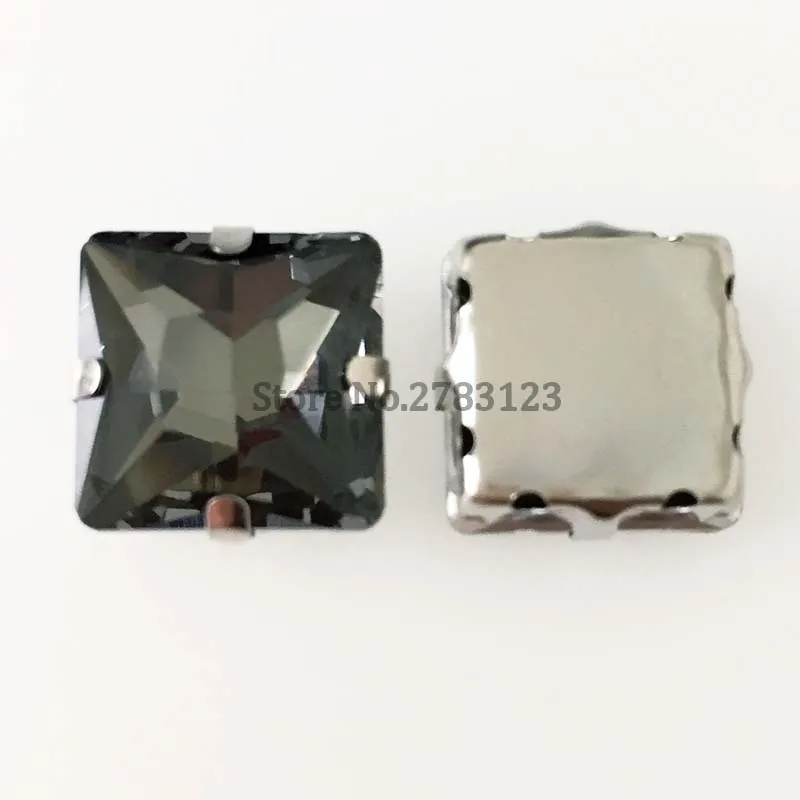 Scratch-resistant gray square flat back high quality Glass sew on rhinestones with D claw 20pcs/bag Free shipping