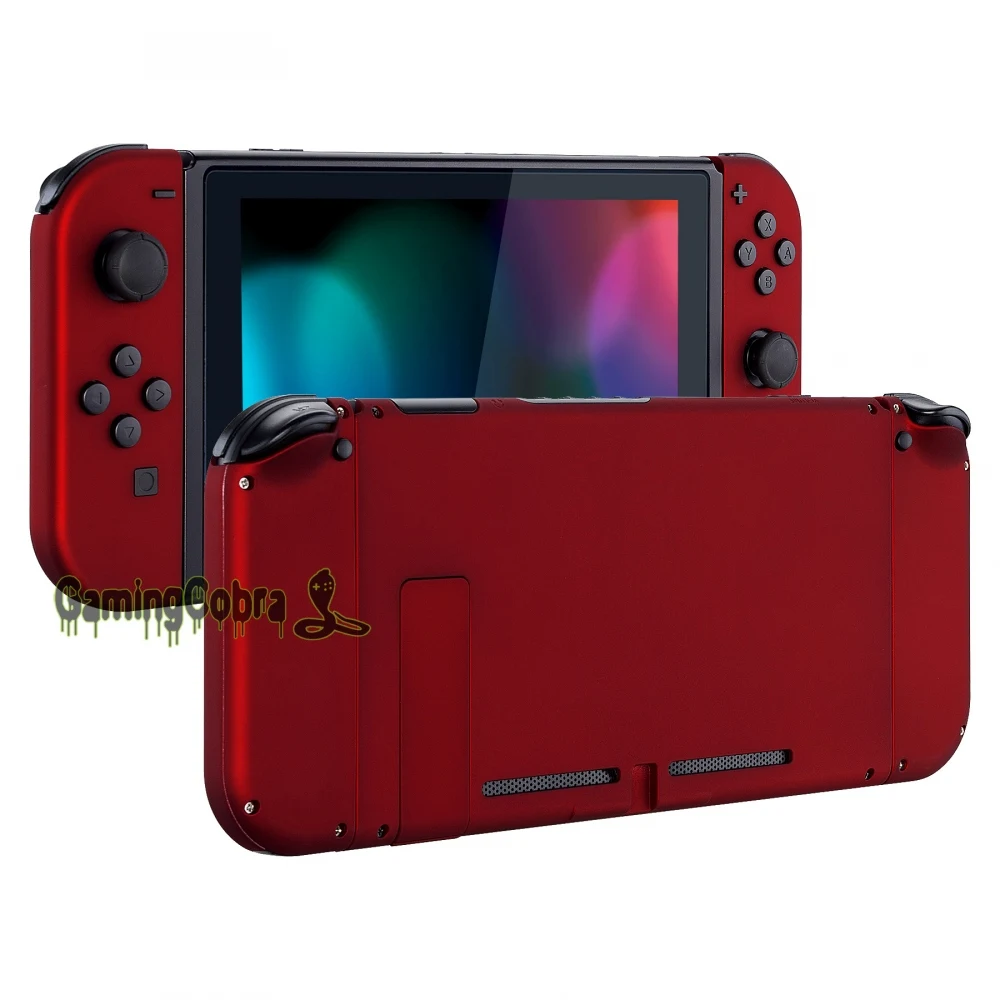 eXtremeRate Soft Touch Grip Red Back Plate Controller Housing Shell with Full Set Buttons for Nintendo Switch Handheld Console