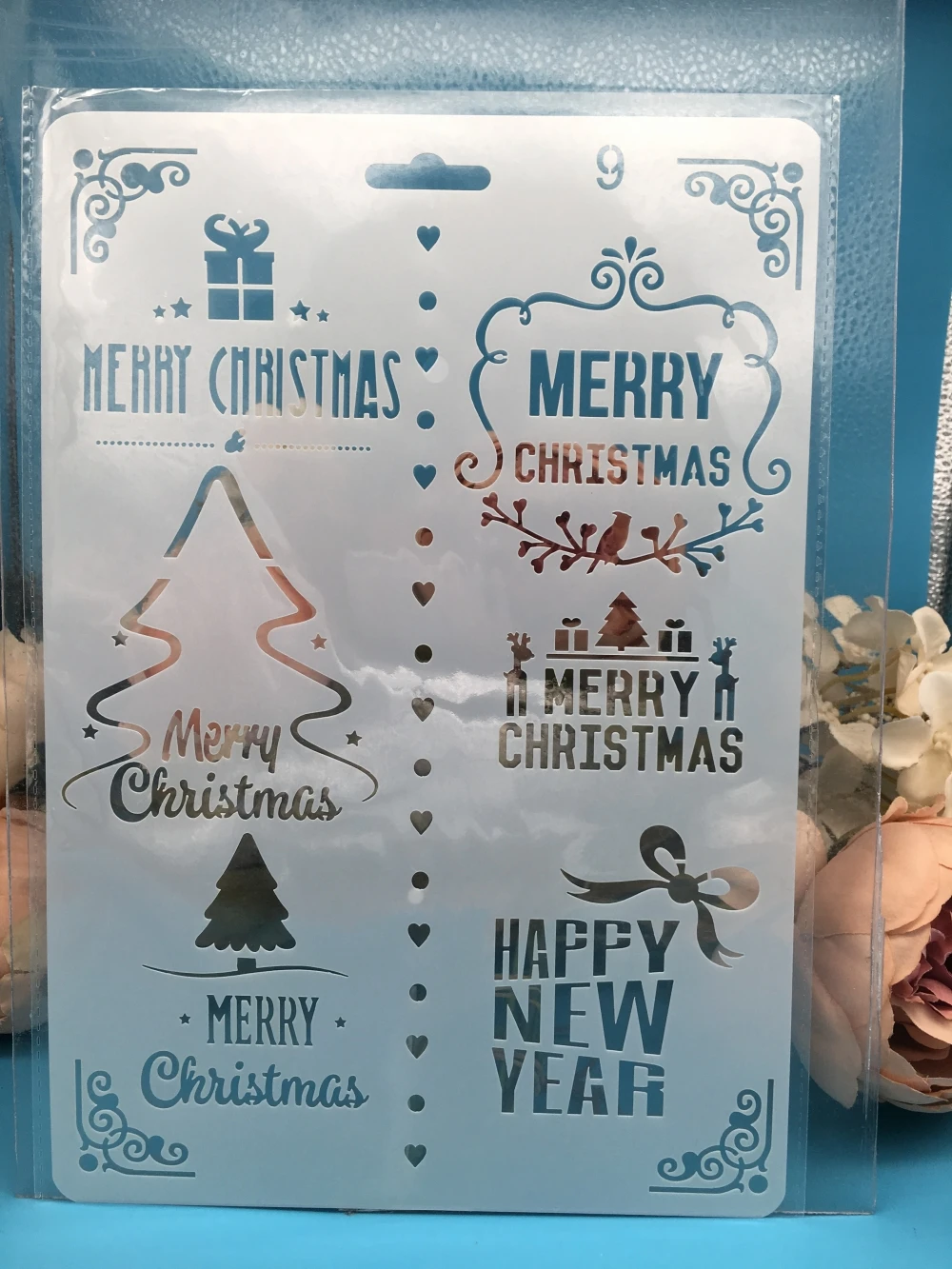 A4 Tree Words Merry Christmas DIY Craft Layering Stencils Wall Paint Scrapbook Stamp Embossing Album Decorative Card Template