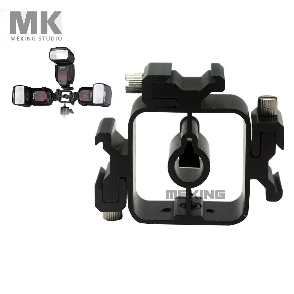 Selens ثلاثة hotshoe حامل المظلة قطب ضوء دعامة حامل جميع المعادن 1to3 الحذاء الساخن ل speedlite فلاش speedlight