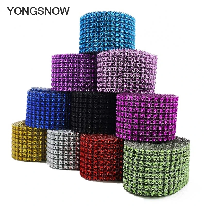 2/5 Yards Diamond Mesh Wrap Ribbon Mesh Roll Tape for Wedding Party Decoration Crystal Rhinestone Ribbon Tulle DIY Craft Supplie