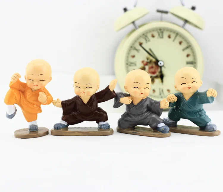 

resin dolls 4pcs small monks chinese kongfu monk creative ornament Car Decoration home furnishings decoration toy gift a1988