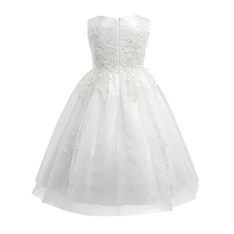 Vestido de chá branco/marfim sem mangas, vestido floral de primeira comunhão, para meninas, casamentos, festas, baile