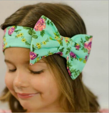 

Wholesale Baby Bowknot Headband Flower Printed Children hair bands Turban Flroal Headbands bows bandeau bebe