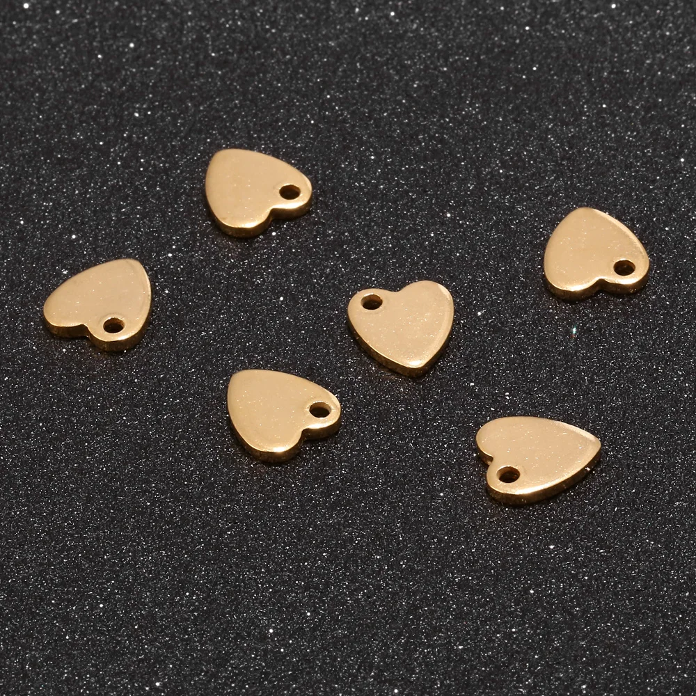 20pcs Stainless Steel Blank Stamping Tags Gold Flat Beads Hearts Charms Pendant Jewelry Findings Supplies Tag