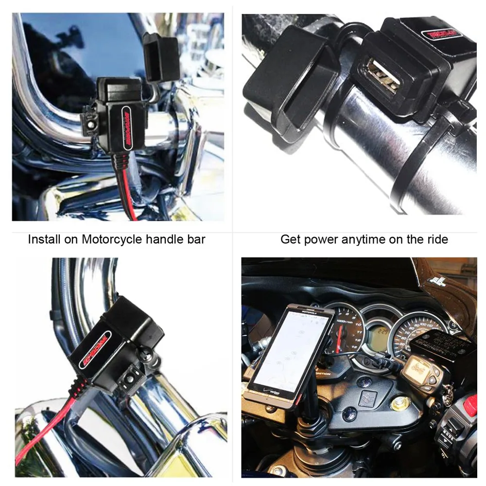 Motopower mp0609 3.1amp carregador usb à prova d\'água para motocicleta, gps, sae para adaptador usb