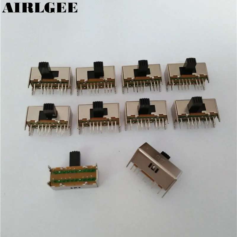 10 Pcs Panel PCB 16 Pin 3 Position 4P3T Mini Slide Switch Side Knob 0.5A 50V DC