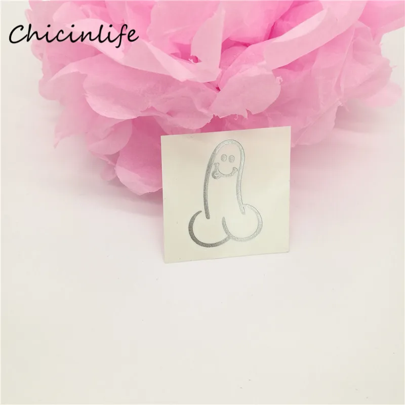 Chicinlife 1pcs Gold/Silver Willy Temporary Tattoos Funny Tattoo Bachelor Party Supplies Hen Night Party Decoration Gift