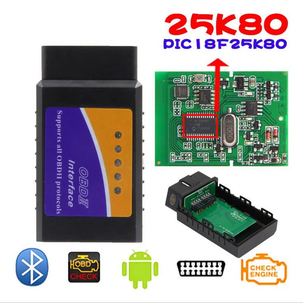 

ELM327 25K80 OBDII V1.5 Bluetooth Code Reader MINI OBD2 ELM 327 USB Scan Tool HHOBD OBDSCAN Scanner