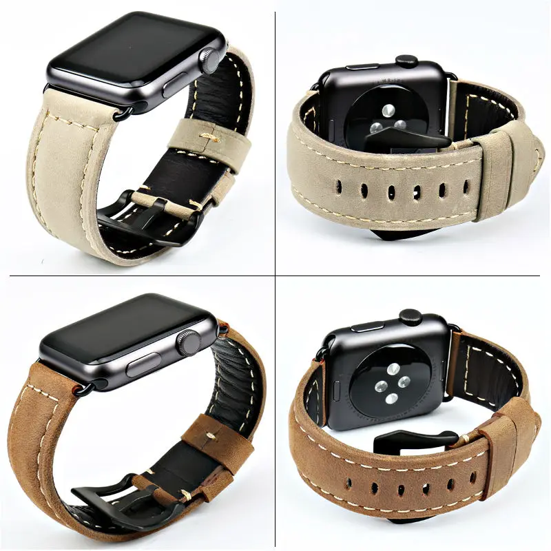 MAIKES Vintage leather Strap For Apple Watch Band 45mm 41mm 44mm 40mm 42mm 38mm Series 7 6 SE 5 4 3 iWatch Watchband