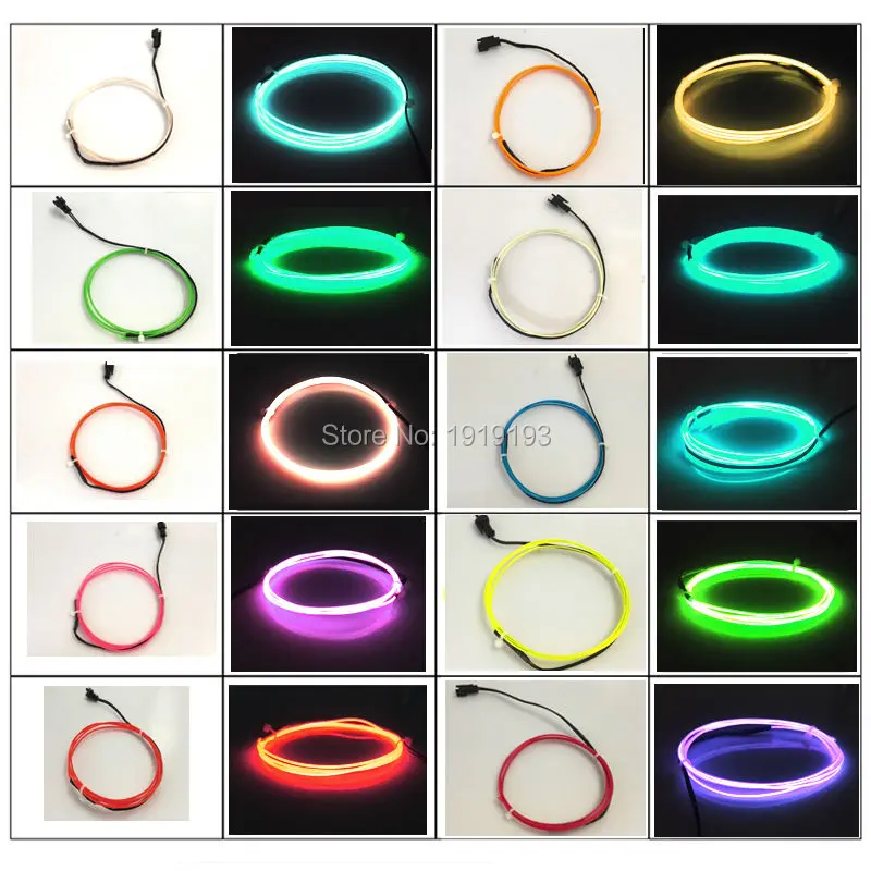 1.3mm (1,2,3,4,5 Meter) Flexible EL Wire Glow Rope Cable LED Strip Neon Light With DC3V Battery Case For Party Decoration