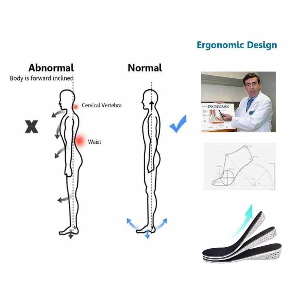 Soumit paměť pěna výškou vzestup insoles pro muži ženy boty vložit 2cm 3cm 4cm pata zvedat výtah polštářek vložka vycpávky podrážky