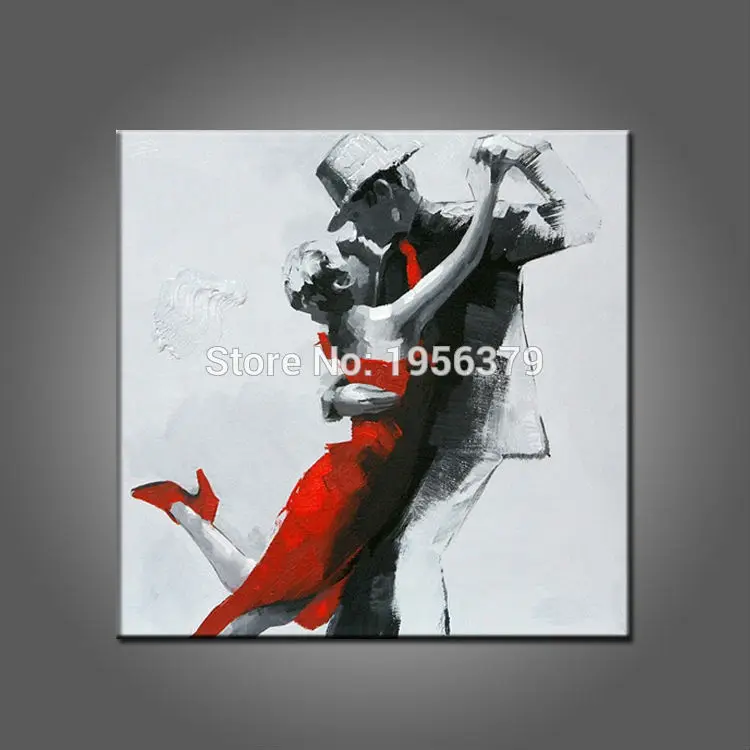 Sexy Lady and Man Dancing Oil Painting on Canvas Hand Painted Modern Abstract Tango Painting Home Decorative Hang Pictures