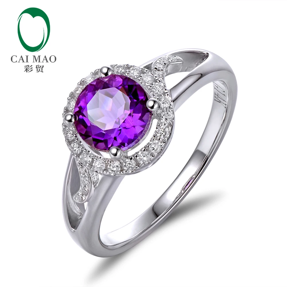 New 14k Gold Natural Good Color Amethyst  and Diamond Engagement Ring free shipping