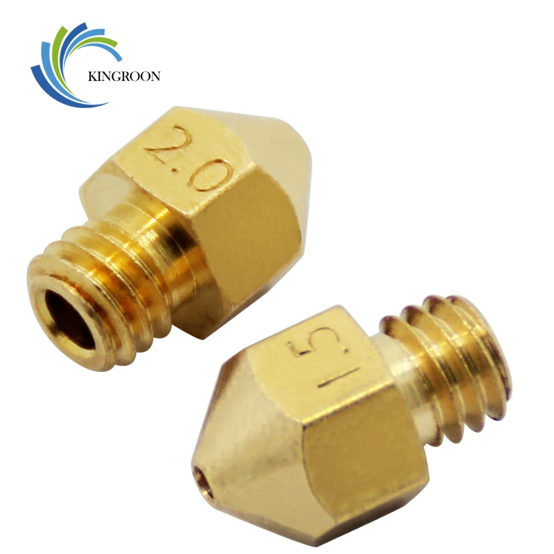 M6 Copper Nozzle 1.0mm 1.5mm 2.0mm Larger Diameter Nozzles For 1.75mm 3mm Filament Big Hole Brass Nozzle 3D Printer Parts