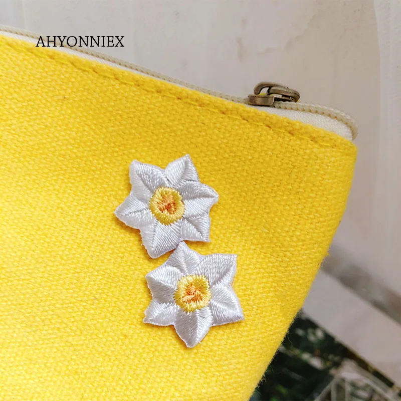 AHYONNIEX 10pcs Rose Sunflower Orchid Raspberry Embroidered Patch for Clothing Iron On Flower Applique Jeans Clothes Sticker