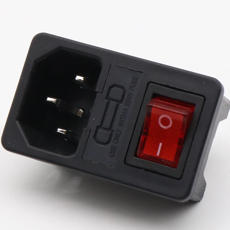 NEW HIGH QUALITY Red Light Power Rocker Switch Fused IEC 320 C14 Inlet Power Socket Fuse Switch Connector Plug 10A 250V B2C