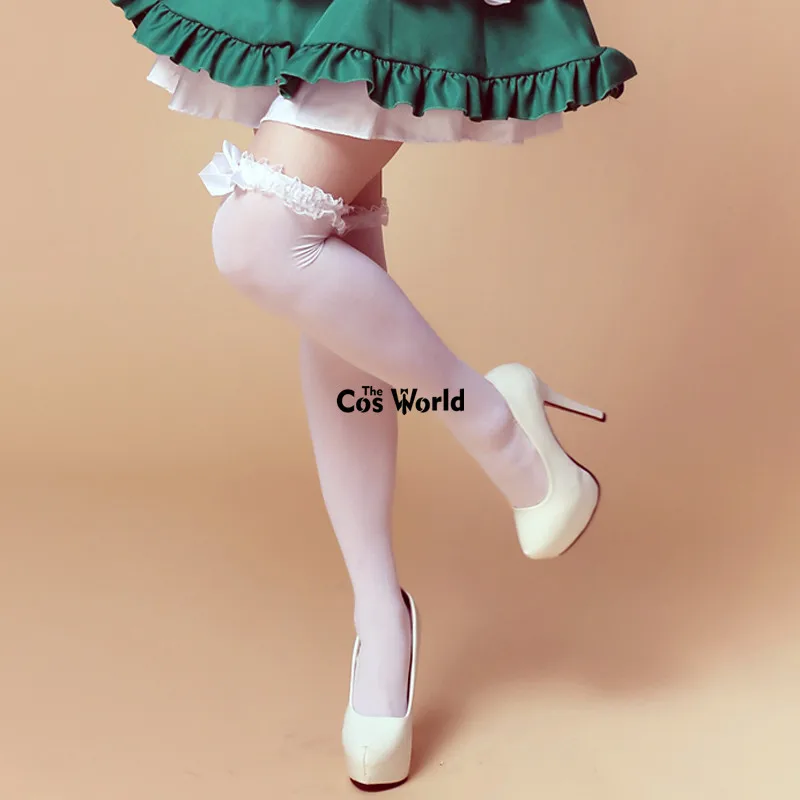 Lolita-Bowknot-Spitze über dem Knie, lange Strümpfe, Oberschenkelstrümpfe für Dienstmädchen-Kleid, Cosplay-Kostüme