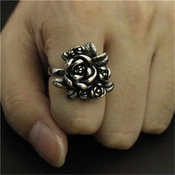 1pc New Arrival Rose Flower Ring 316L Stainless Steel Man Boy Fashion Cool Design Lover Rose Ring